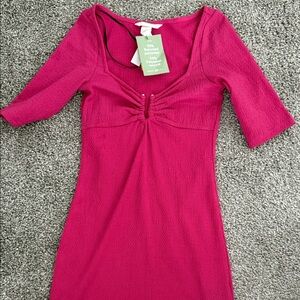 H&M pink Ribbed Dress with Scoop Neck